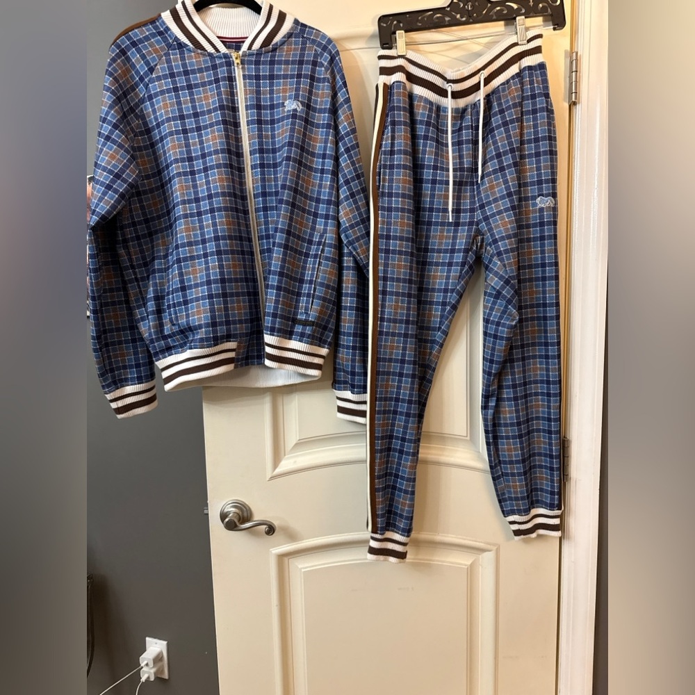 Lonsdale L Blue and Brown Plaid Tracksuit from THE GENTLEMEN (USED, LIKE NEW)